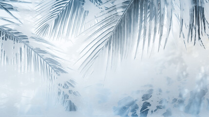 Palms against a frosty glass-like surface, seeking warmth