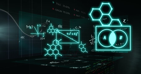 Image of scientific data processing over black background