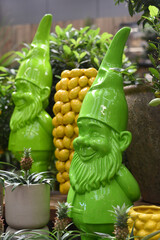 Light green gnomes in the garden
