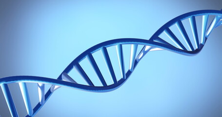 Image of dna strand spinning with copy space over blue background