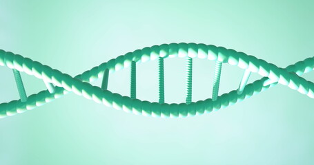 Image of dna strand spinning with copy space over green background