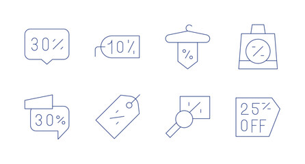 Discounts icons. Editable stroke. Containing 30 percent, discount, discountcoupon, percent, pricetag.