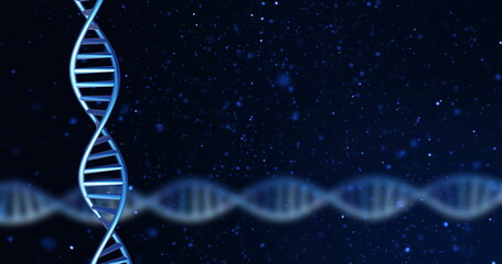 Image of dna strands spinning with copy space over black background