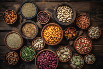 Obraz na płótnie Canvas Bowls with assorted beans