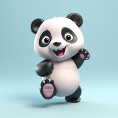 Panda animal cartoon character on pastel background, 3d illustration Generative AI