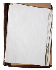old folder with stack of old papers, transparent png.