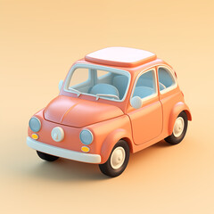 Beautiful car 3d cartoon transport, kids toy on pastel background, 3d illustration Generative AI