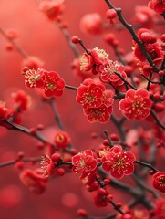 the red flowers of quincentupita'oriental plum '