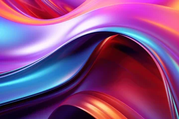 Fotobehang abstract 3d smooth wavy iridescent background, Technology futuristic background © JK2507