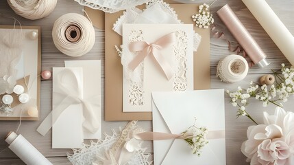 Elegant Wedding Invitation and Craft Materials