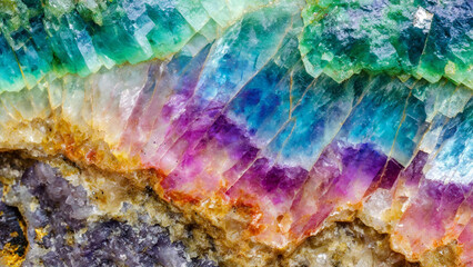closeup macro view of a rainbow fluorite gemstone mineral background a picture for banner - obrazy, fototapety, plakaty
