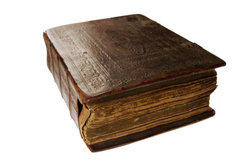 Very old Russian book with Orthodox prayers, transparent png.