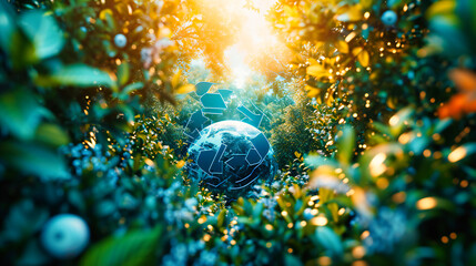 Natures Lens, Sunlight Filters Through a Crystal Globe, Highlighting the Fragility and Beauty of Our Environment on a Global Scale