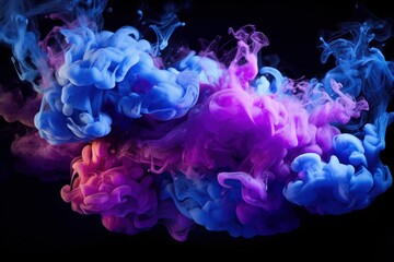 Fototapeta premium abstract blue and violet fluffy pastel ink smoke cloud background , abstract liquid