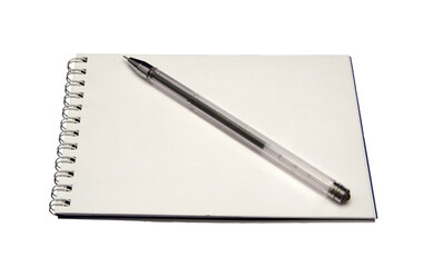 notepad with pen isolated on white background, transparent png.