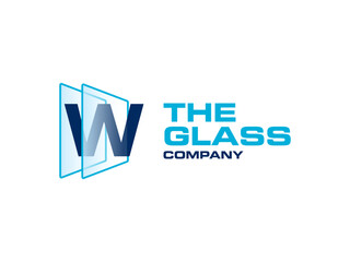 Fototapeta premium Creative Letter W glass for company logo, letter through crystal glass works symbol