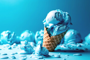Ice cream cones with ice cream - obrazy, fototapety, plakaty