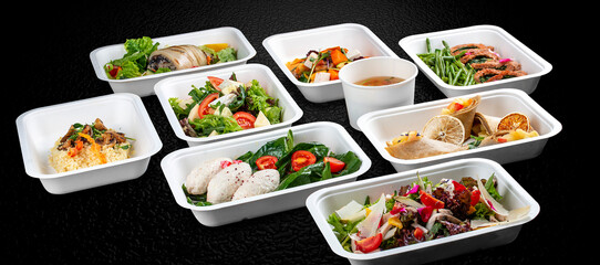 Colorful and nutritious meal kits prepared in eco-friendly containers for a convenient and healthy on-the-go meal.