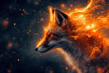luminescent red fox illustration