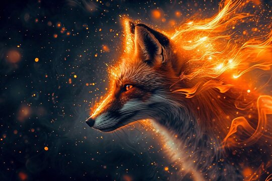 luminescent red fox illustration