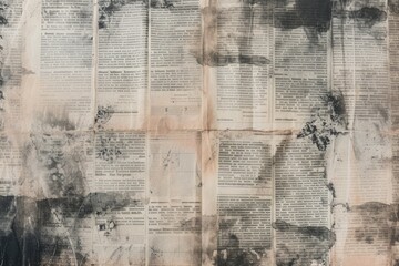 Newspaper paper grunge vintage old aged texture background Unreadable news horizontal page with place for text