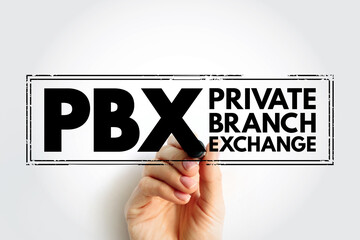 PBX Private Branch eXchange - term for a telephone system or an interphone network, acronym text...