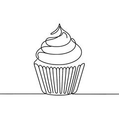 Line drawing style cupcake