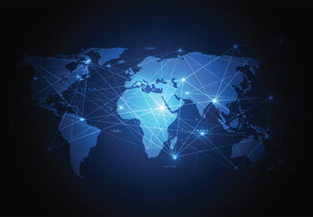 Global network connection. World map point and line composition concept of global business. Vector Illustration