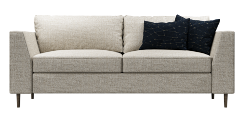 Modern and luxury white sofa  with pillows isolated on white background. Furniture Collection.