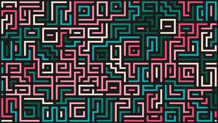 Seamless color pattern of horizontal and vertical lines. Imitation of a maze. Abstract Background template for design and creativity