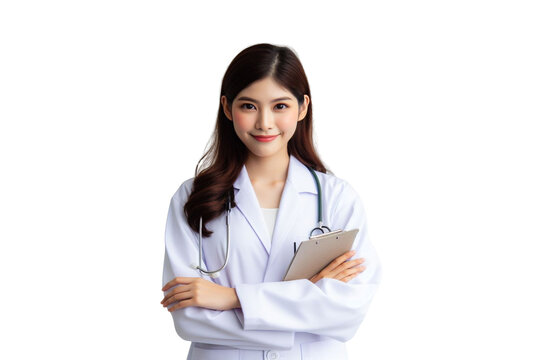smiling female doctor  white background