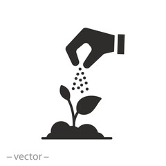 growing plant in soil icon, plant fertilizer, agriculture genetic, flat symbol on white background - vector illustration