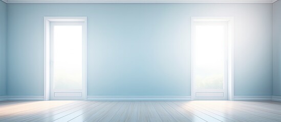 Background of an empty room in a home with a blurred window and door.