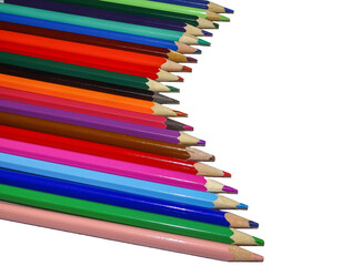 A variety of colored pencils isolated on white