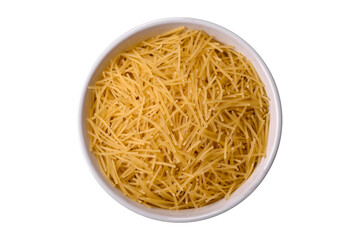 Fine vermicelli paste is yellow in color when raw