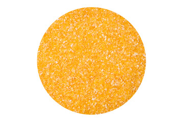 Corn grains or particles are yellow in color when raw
