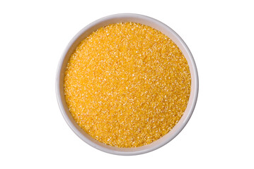 Corn grains or particles are yellow in color when raw