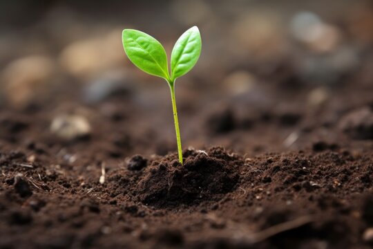 small green plant growing, new life, world and earth day concept