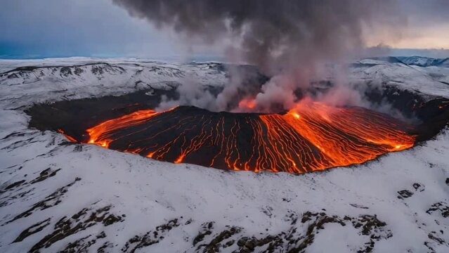 Aerial Drone Footage Of Fagradalsfjall A Slightly Active Volcano Eruption