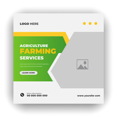 Agriculture farming service cover and  social media post lawn gardening colorful bundle template