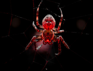 Spooky spider in red light