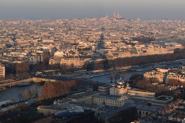 city panorama with sunset shadows