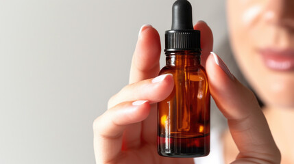 Woman Holding Bottle of Essential Oil