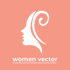 Vector logo for beauty salon with beautiful woman silhouette.