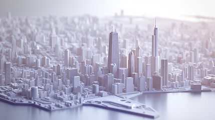 3d illustration of chicago city with white material