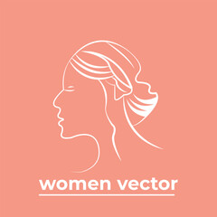 Vector logo for beauty salon with beautiful woman silhouette.