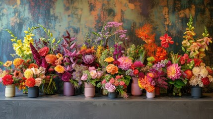 Floral Symphony Diverse Bouquets in Vibrant and Artistic Harmony