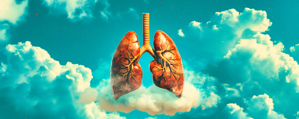 Detailed anatomy of human lungs, showcasing the complexity of respiratory health and the challenges of medical science - obrazy, fototapety, plakaty