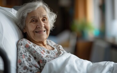 Fototapeta na wymiar Elderly woman smiling warmly while resting 