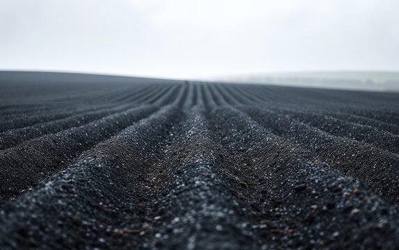 Agricultural landscape arable field. Farm field with black soil